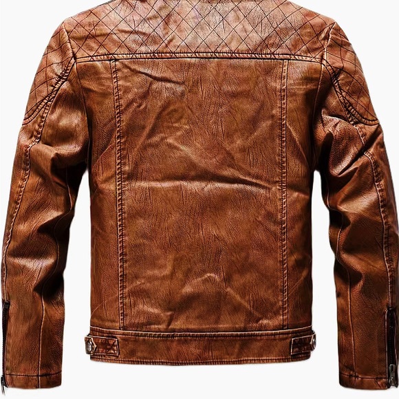 NEW. Men's Leather Motorbike Jacket With Muti Pockets. Brand new. - Picture 3 of 4